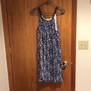 Blue and White Shift Dress
